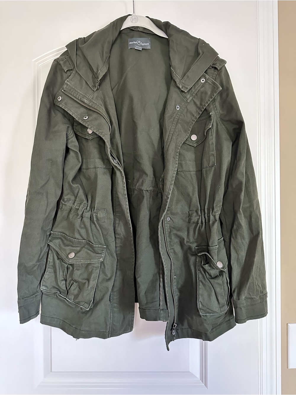 Moss Green Hooded Utility Jacket